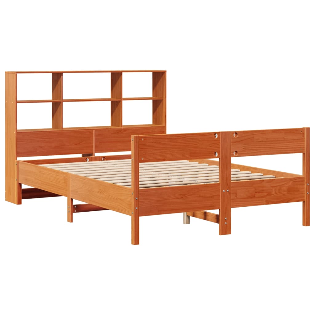 Bookcase Bed Without Mattress 140X200Cm Solid Wood Pine