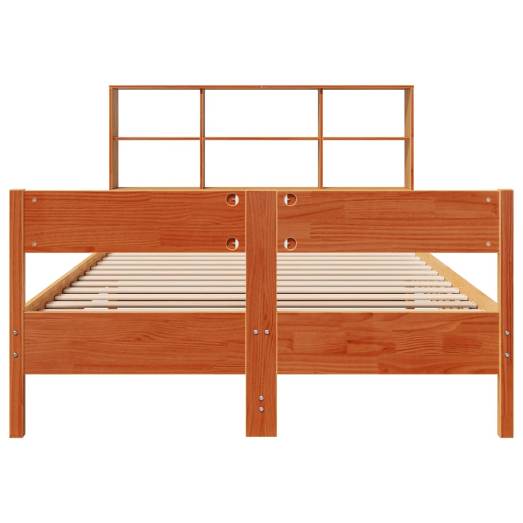 Bookcase Bed Without Mattress 140X200Cm Solid Wood Pine