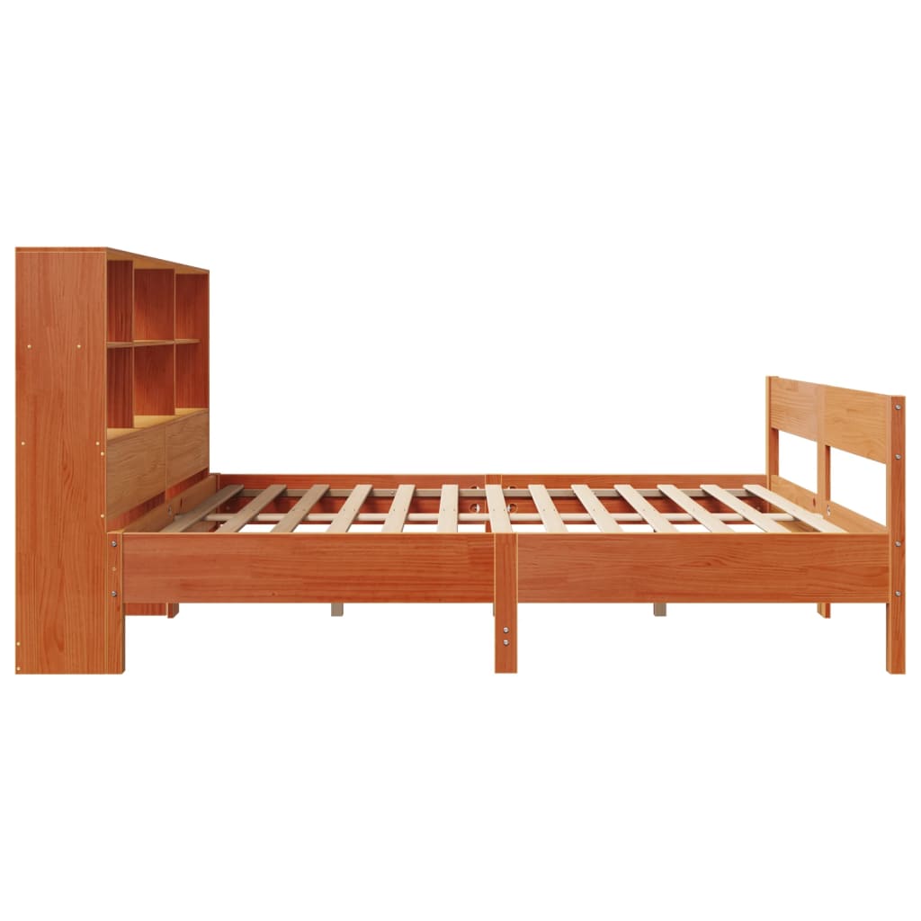 Bookcase Bed Without Mattress 140X200Cm Solid Wood Pine