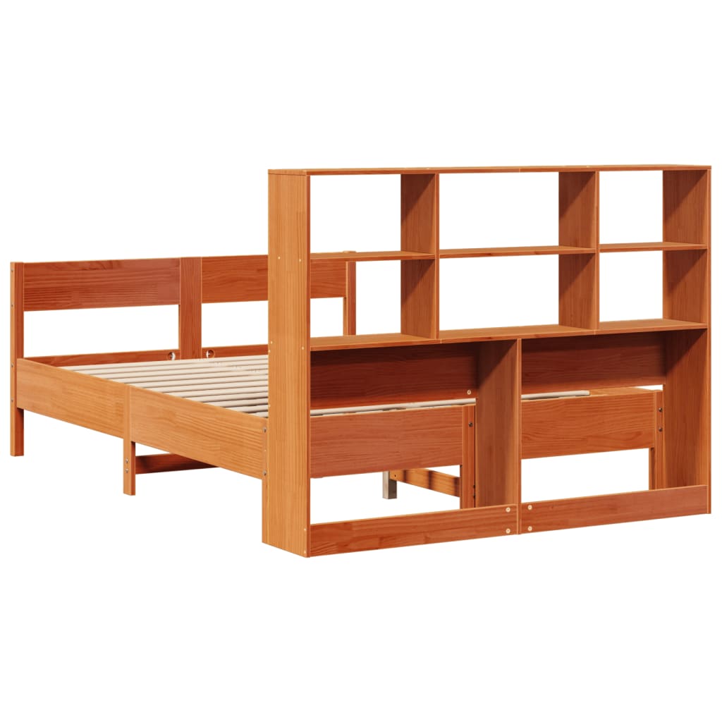 Bookcase Bed Without Mattress 140X200Cm Solid Wood Pine