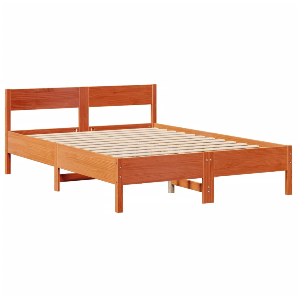 Bookcase Bed Without Mattress 140X200Cm Solid Wood Pine