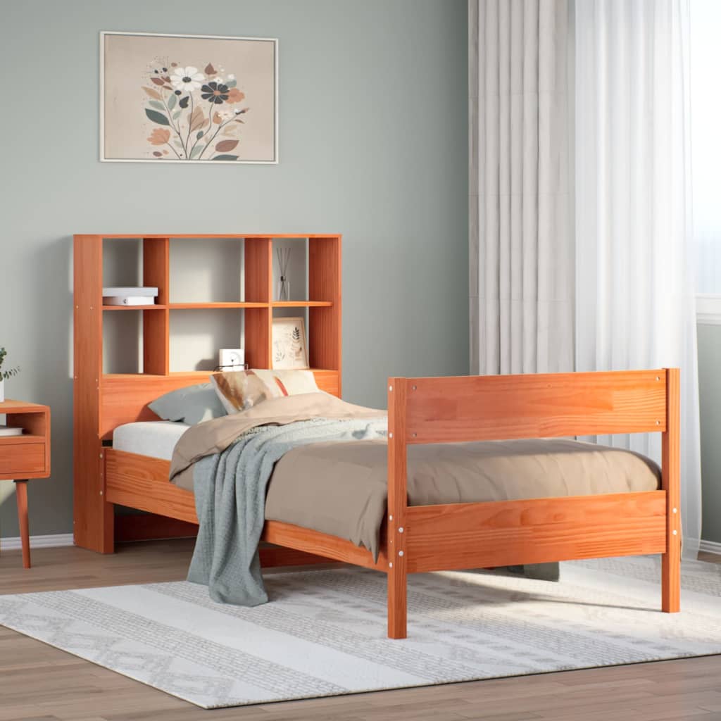 Bookcase Bed Without Mattress 140X200Cm Solid Wood Pine