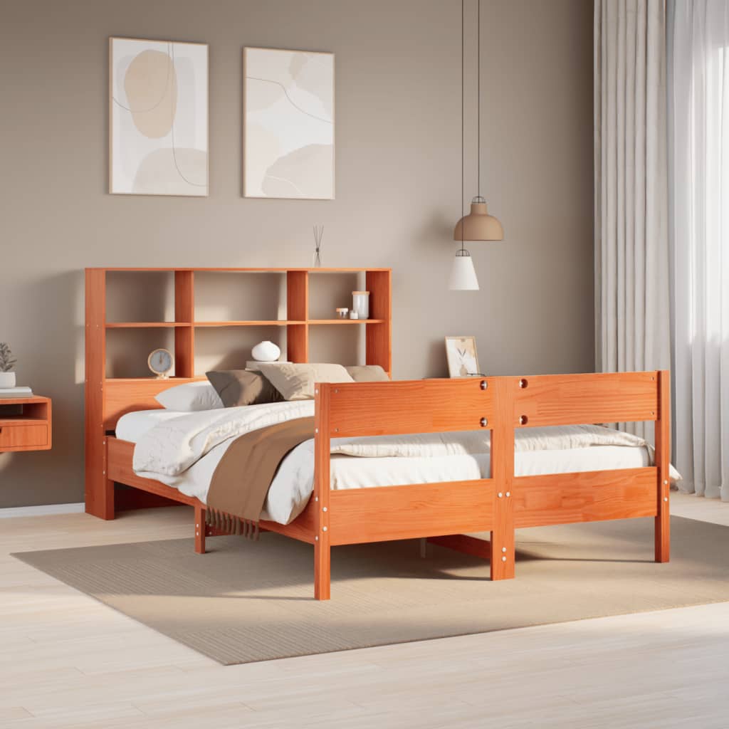 Bookcase Bed Without Mattress 140X200Cm Solid Wood Pine