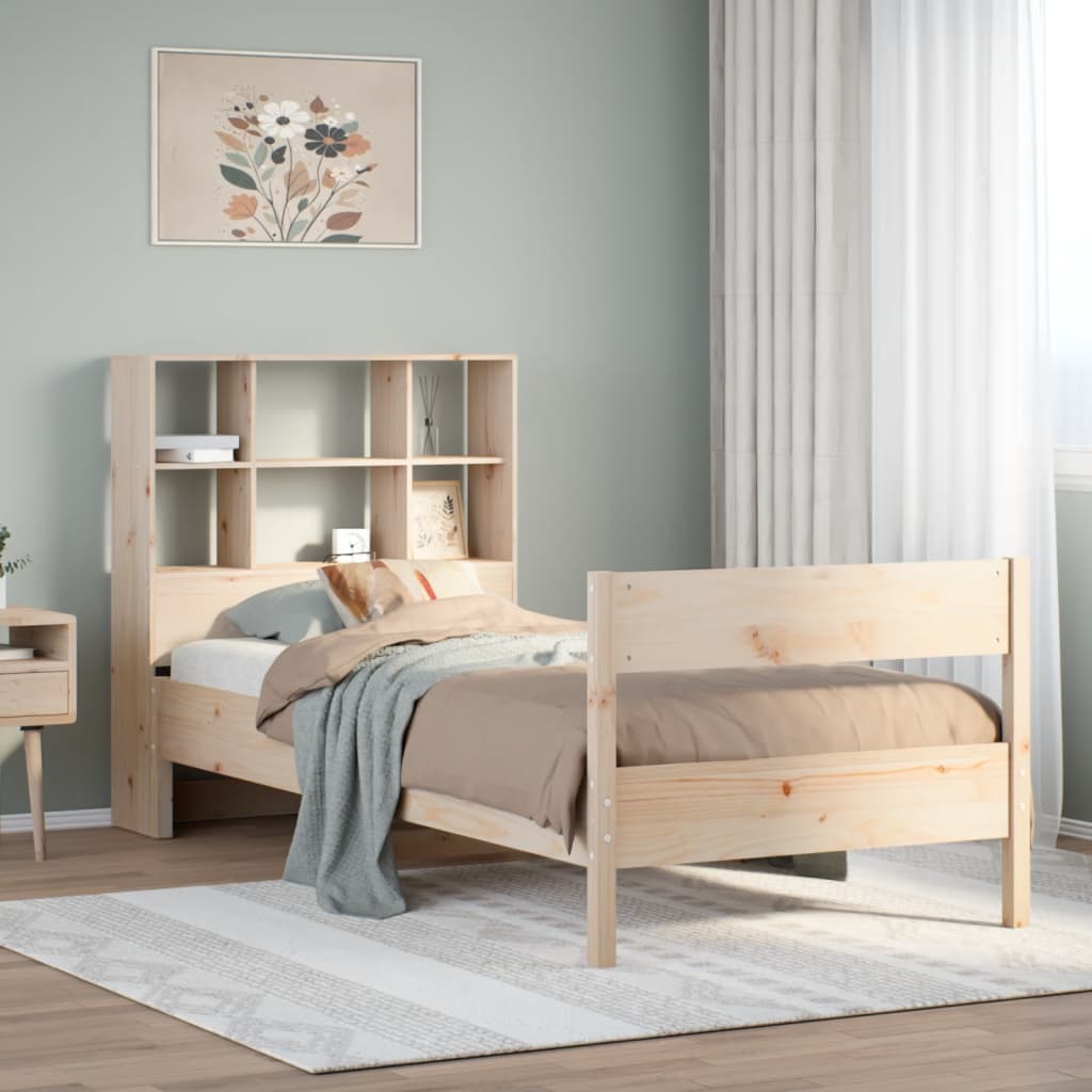 Bookcase Bed Without Mattress 140X200Cm Solid Wood Pine