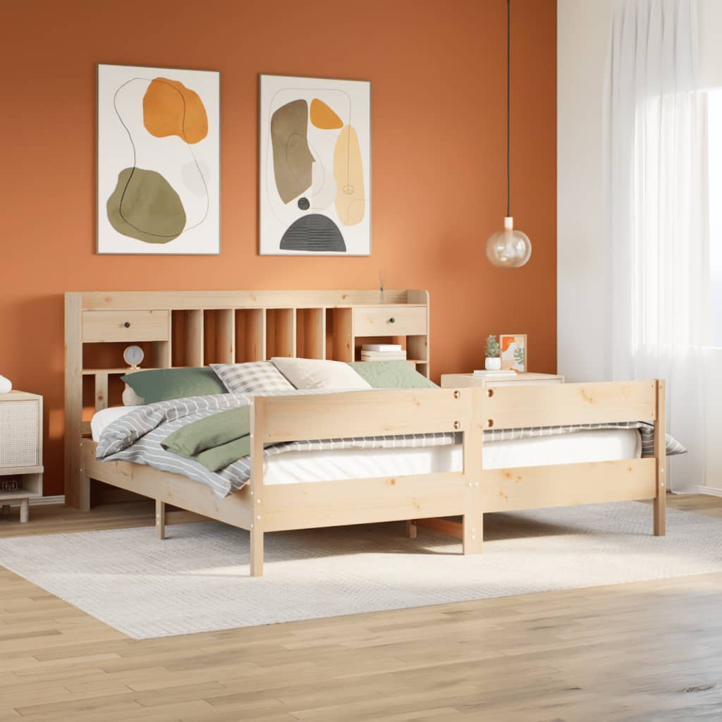 Bookcase Bed Without Mattress 160X200Cm Solid Wood Pine