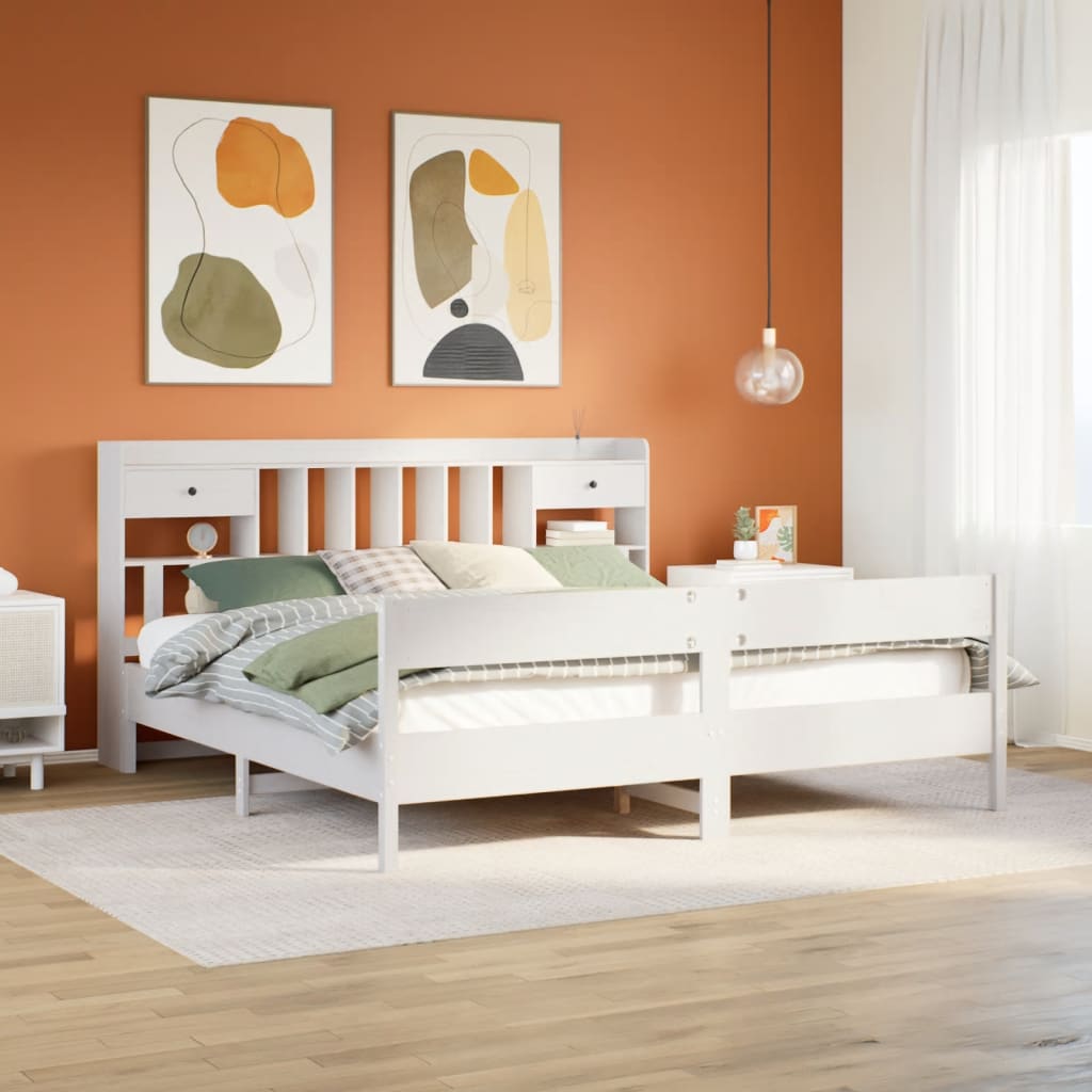 Bookcase Bed Without Mattress 160X200Cm Solid Wood Pine