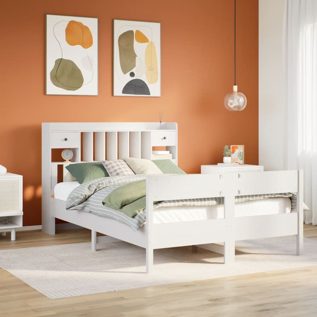 Bookcase Bed Without Mattress 160X200Cm Solid Wood Pine