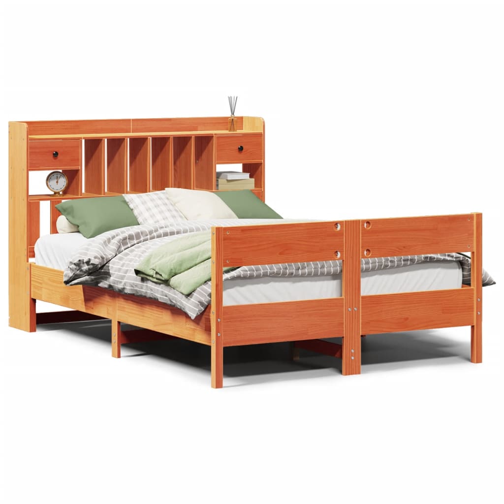 Bookcase Bed Without Mattress 160X200Cm Solid Wood Pine