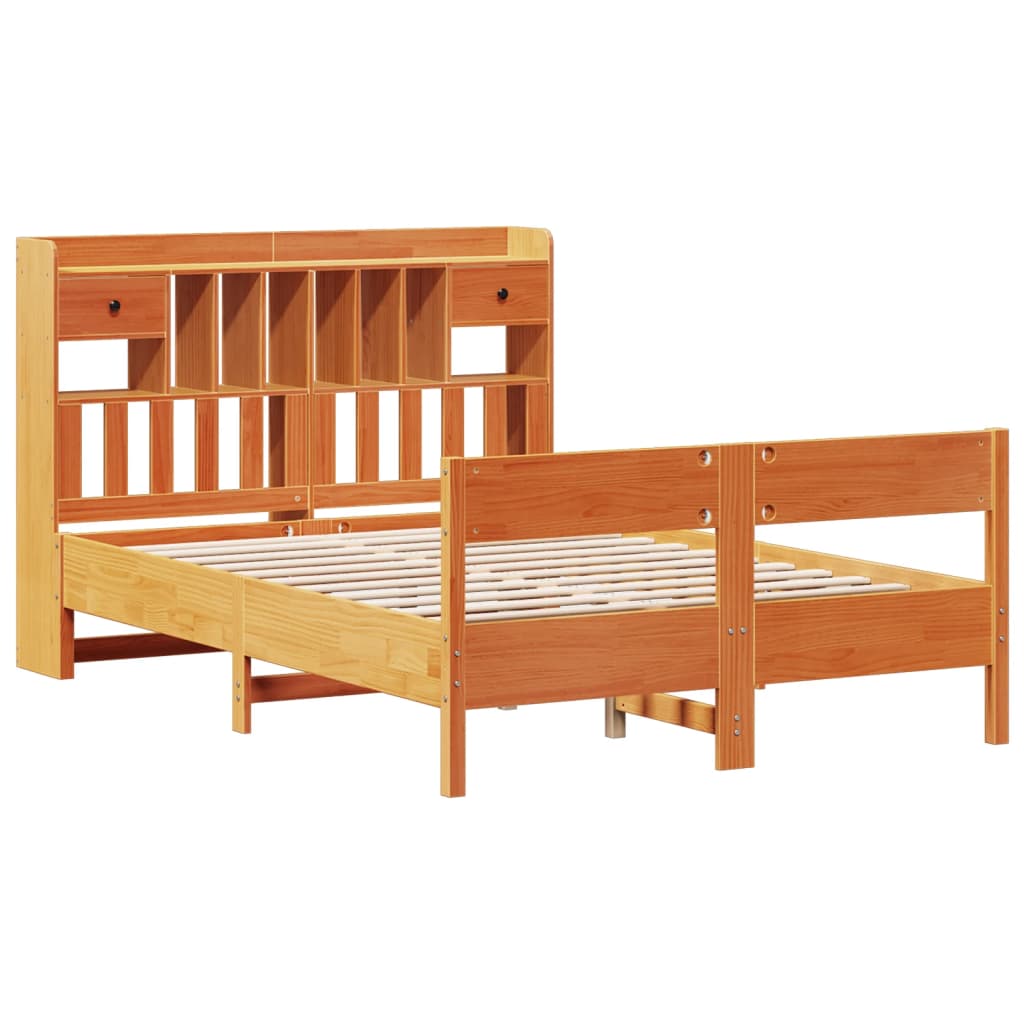 Bookcase Bed Without Mattress 160X200Cm Solid Wood Pine