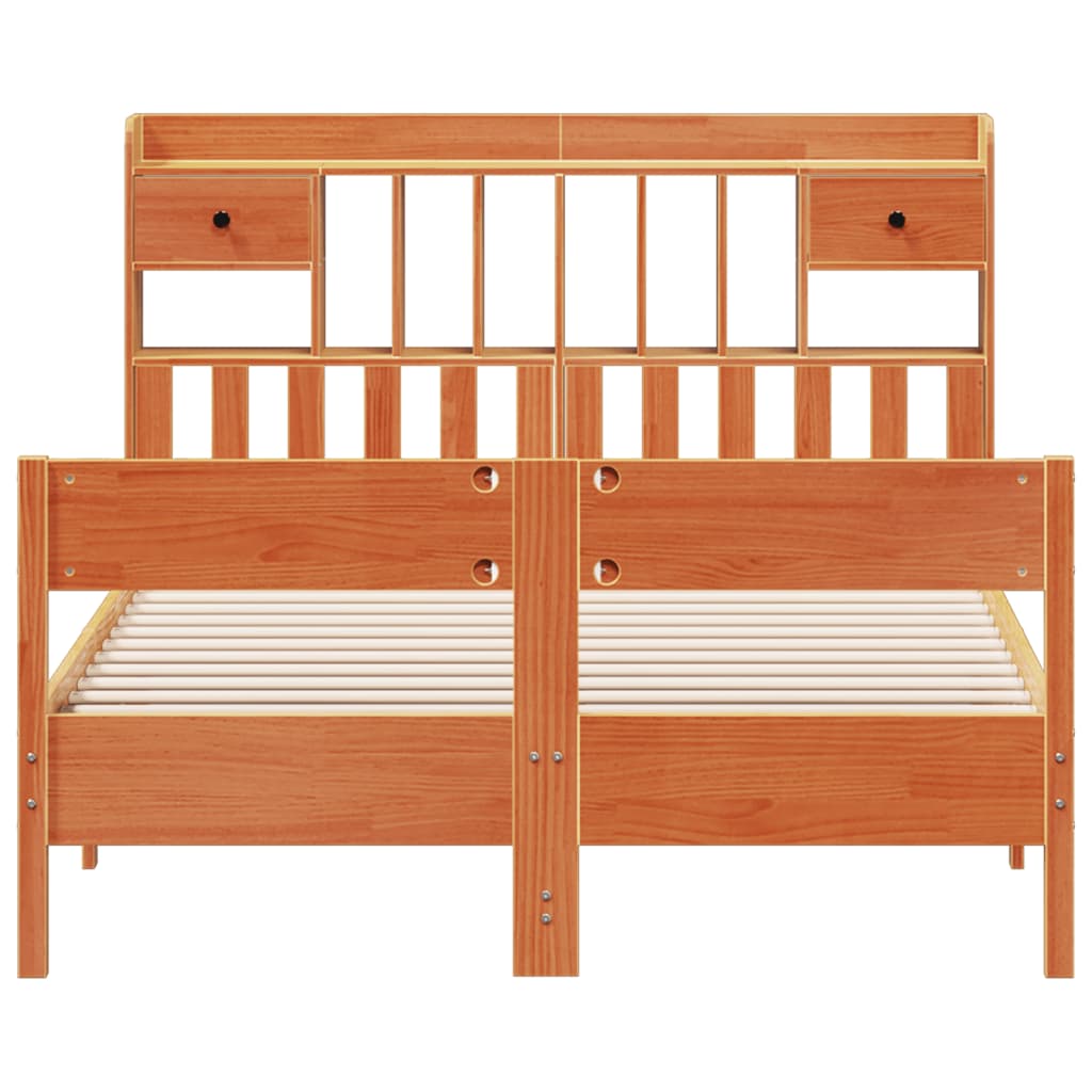 Bookcase Bed Without Mattress 160X200Cm Solid Wood Pine