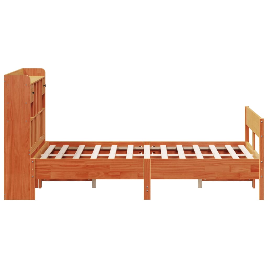 Bookcase Bed Without Mattress 160X200Cm Solid Wood Pine