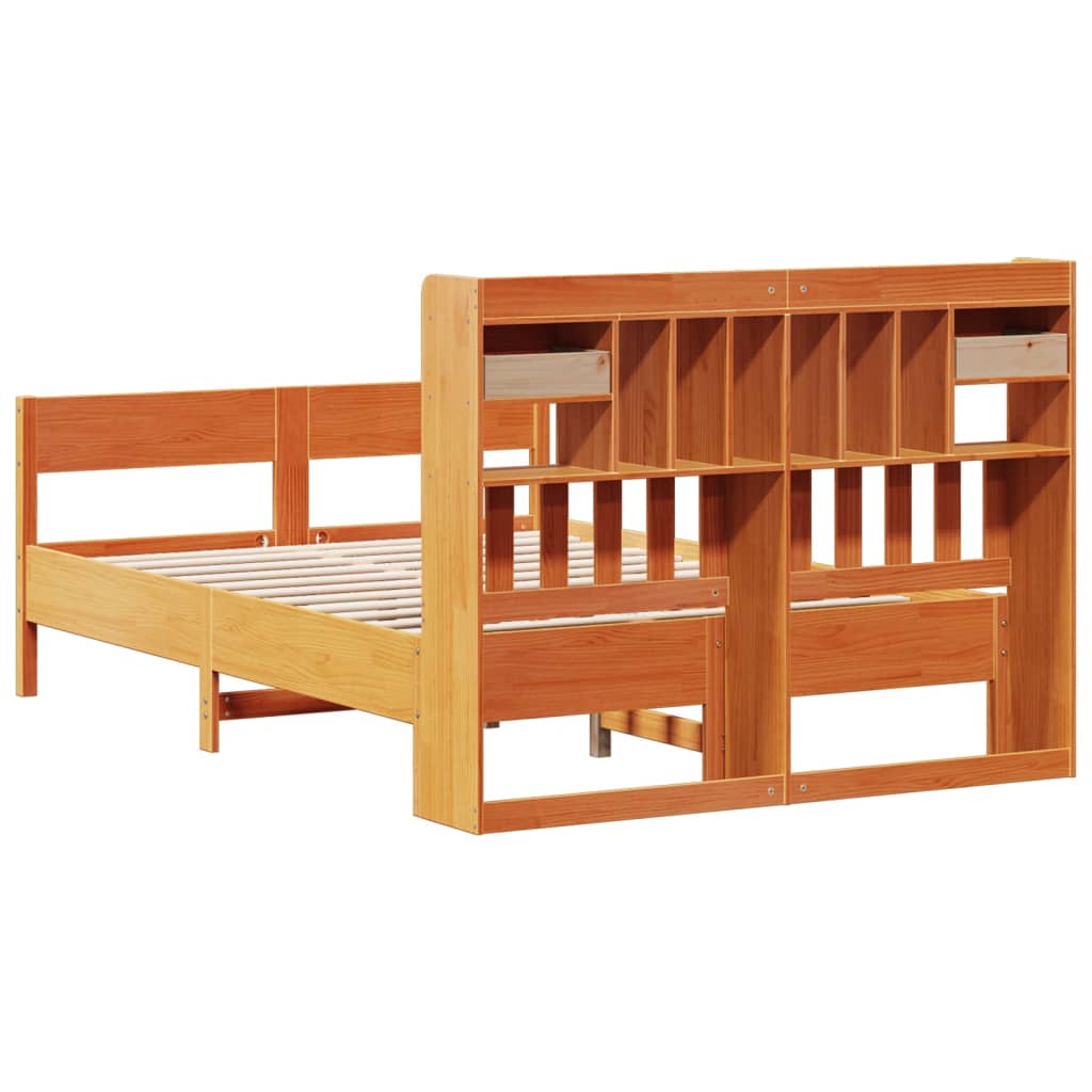 Bookcase Bed Without Mattress 160X200Cm Solid Wood Pine