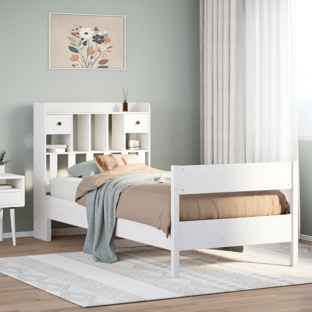 Bookcase Bed Without Mattress 160X200Cm Solid Wood Pine