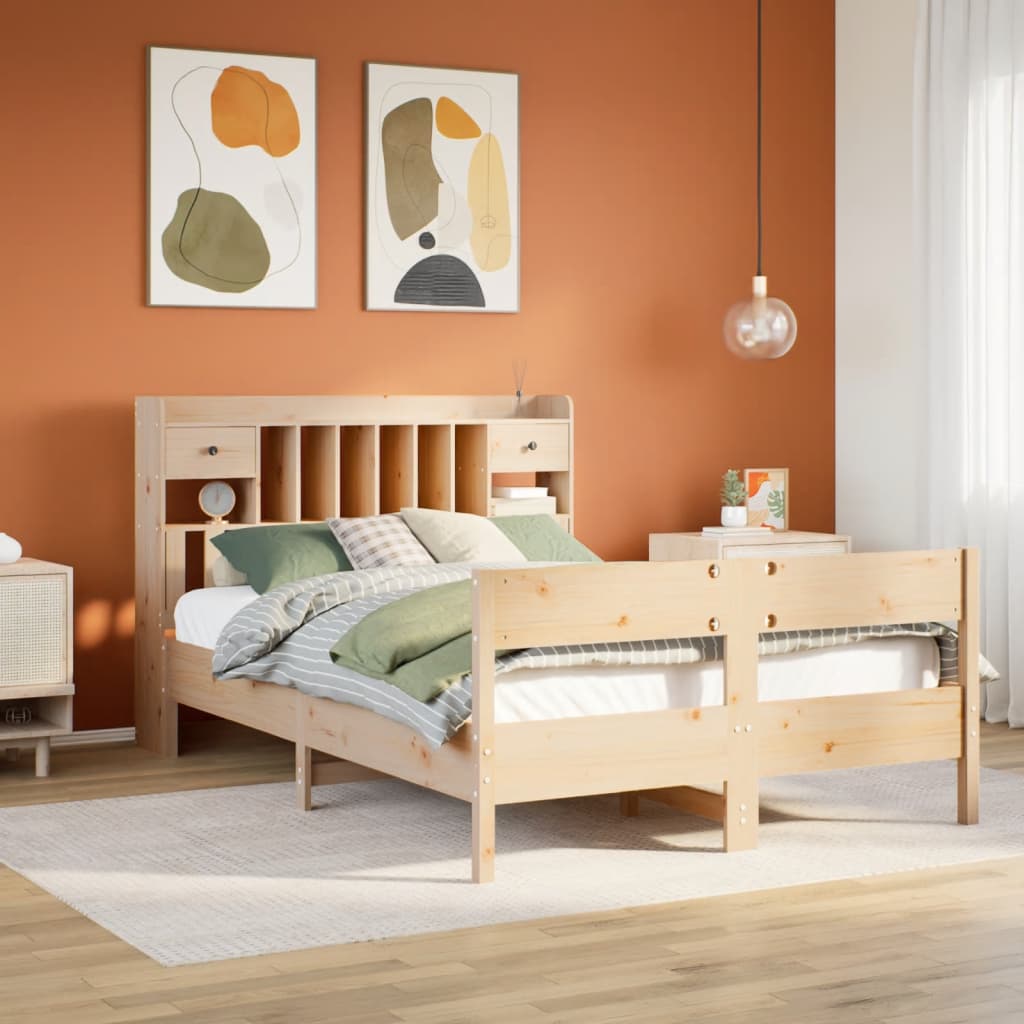 Bookcase Bed Without Mattress 160X200Cm Solid Wood Pine