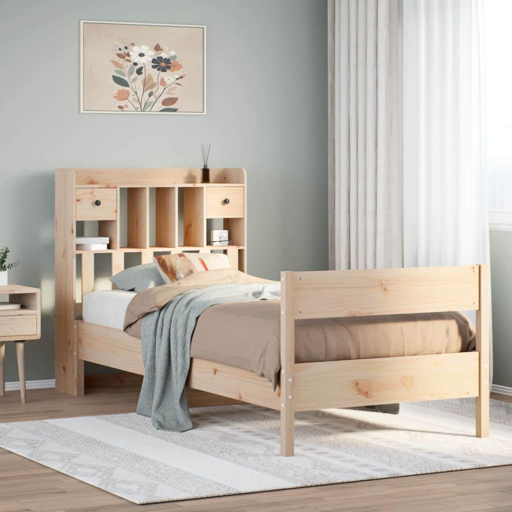 Bookcase Bed Without Mattress 160X200Cm Solid Wood Pine