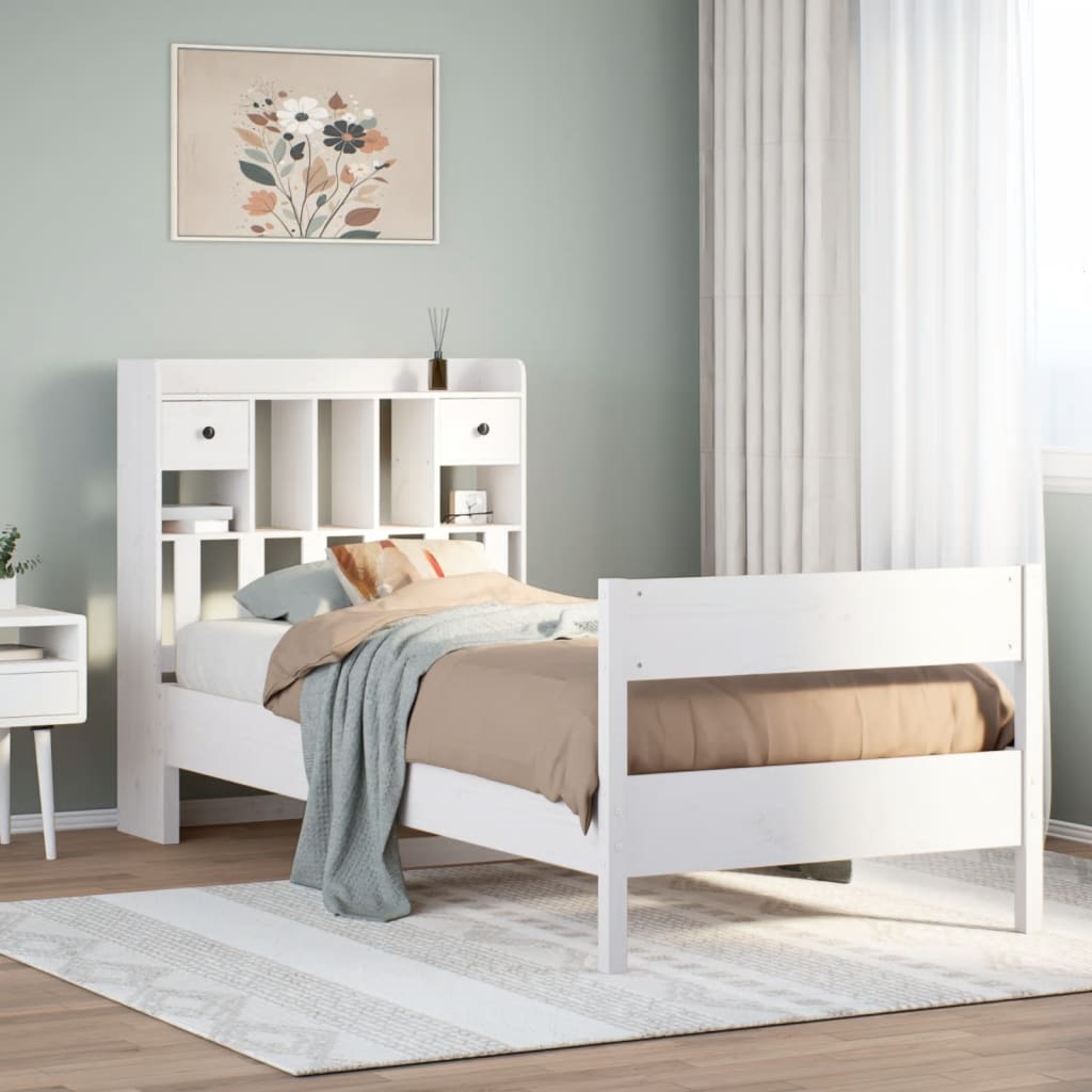 Bookcase Bed Without Mattress 160X200Cm Solid Wood Pine
