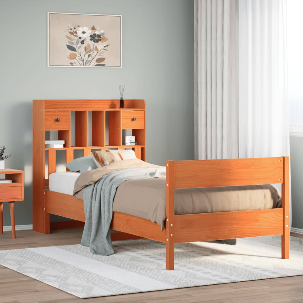 Bookcase Bed Without Mattress 160X200Cm Solid Wood Pine