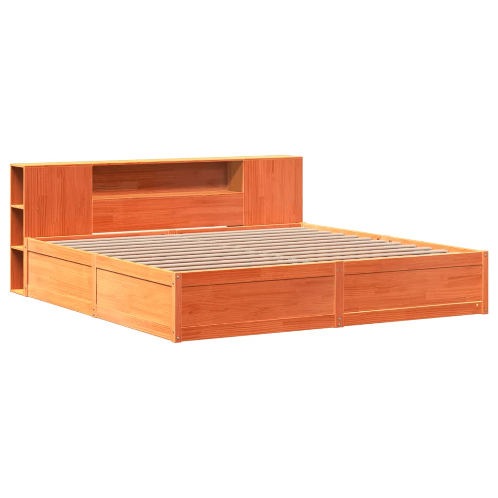 Bed Frame Without Mattress Wax Brown 200X200 Cm Solid Wood Pine