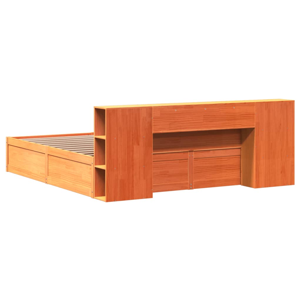 Bed Frame Without Mattress Wax Brown 200X200 Cm Solid Wood Pine