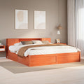 Bed Frame Without Mattress Wax Brown 200X200 Cm Solid Wood Pine