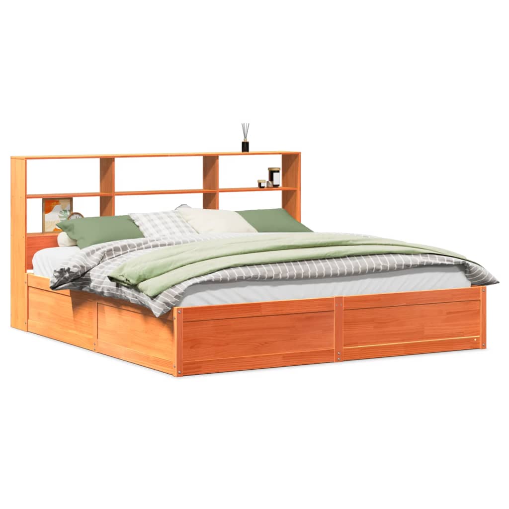 Bed Frame Without Mattress Wax Brown 200X200 Cm Solid Wood Pine