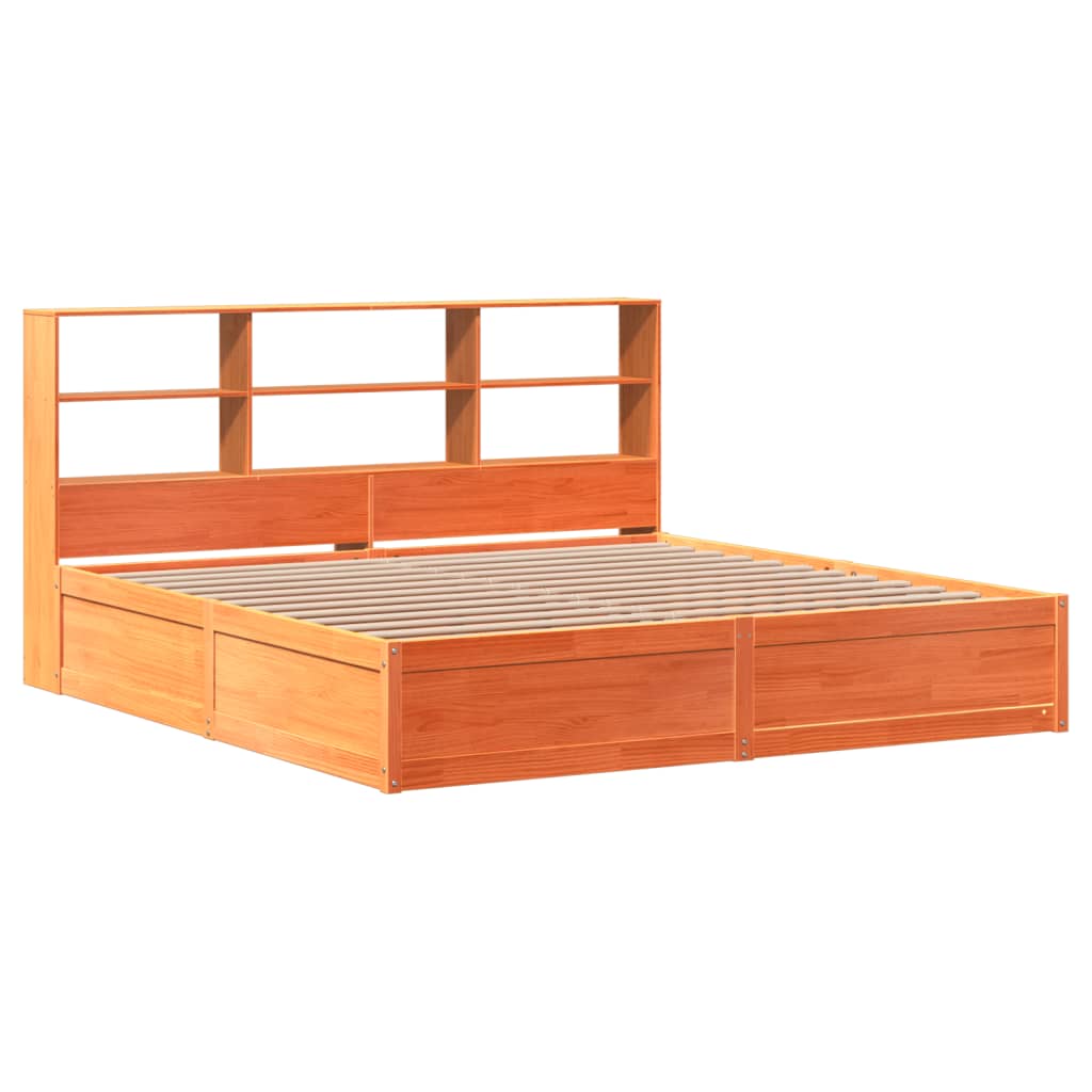 Bed Frame Without Mattress Wax Brown 200X200 Cm Solid Wood Pine