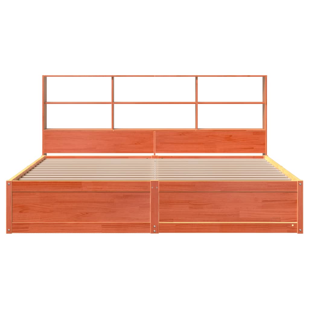 Bed Frame Without Mattress Wax Brown 200X200 Cm Solid Wood Pine