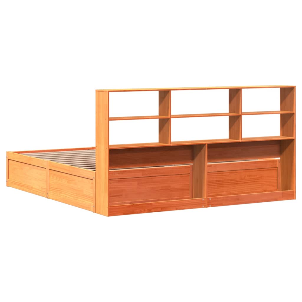 Bed Frame Without Mattress Wax Brown 200X200 Cm Solid Wood Pine