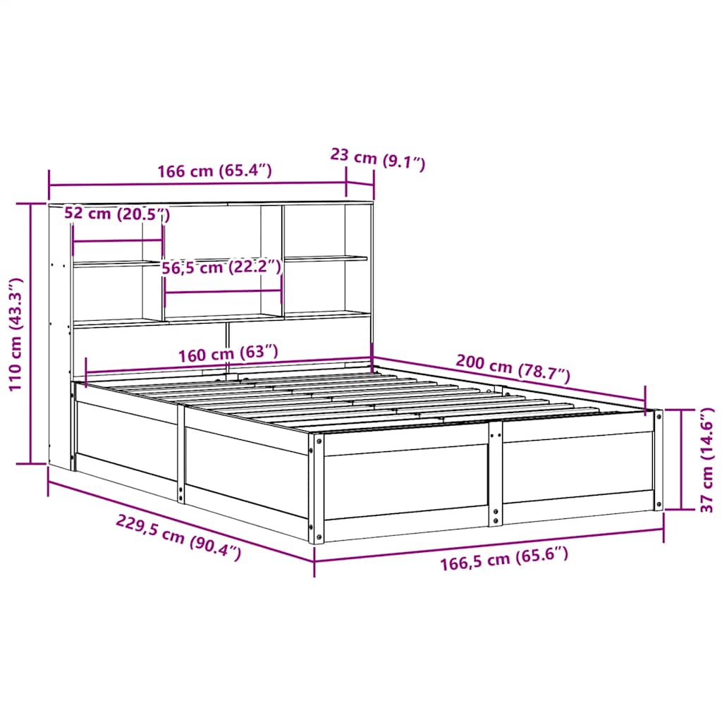 Bed Frame Without Mattress White 160X200 Cm Solid Wood Pine