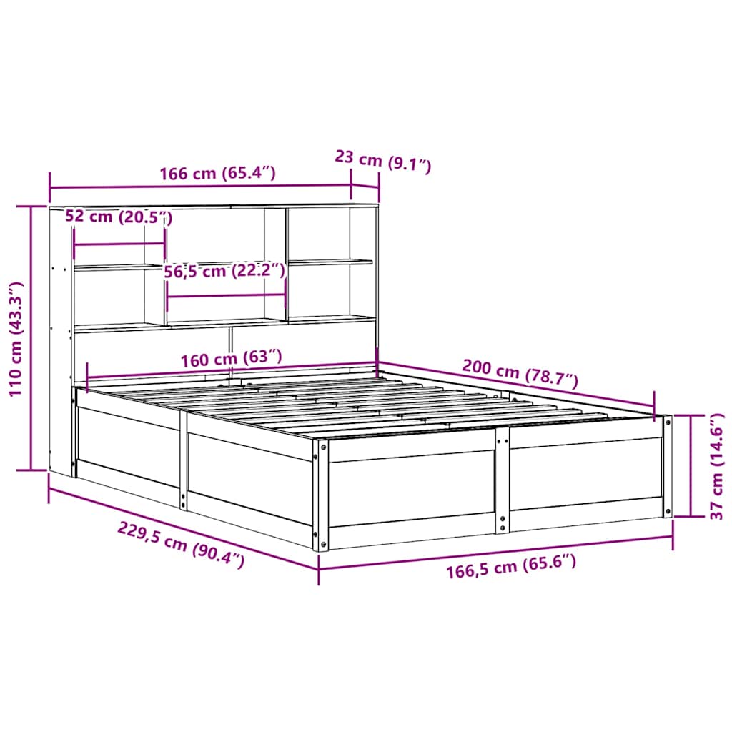 Bed Frame Without Mattress Solid Wood Pine wax brown natural white 75 x 190 cm 2