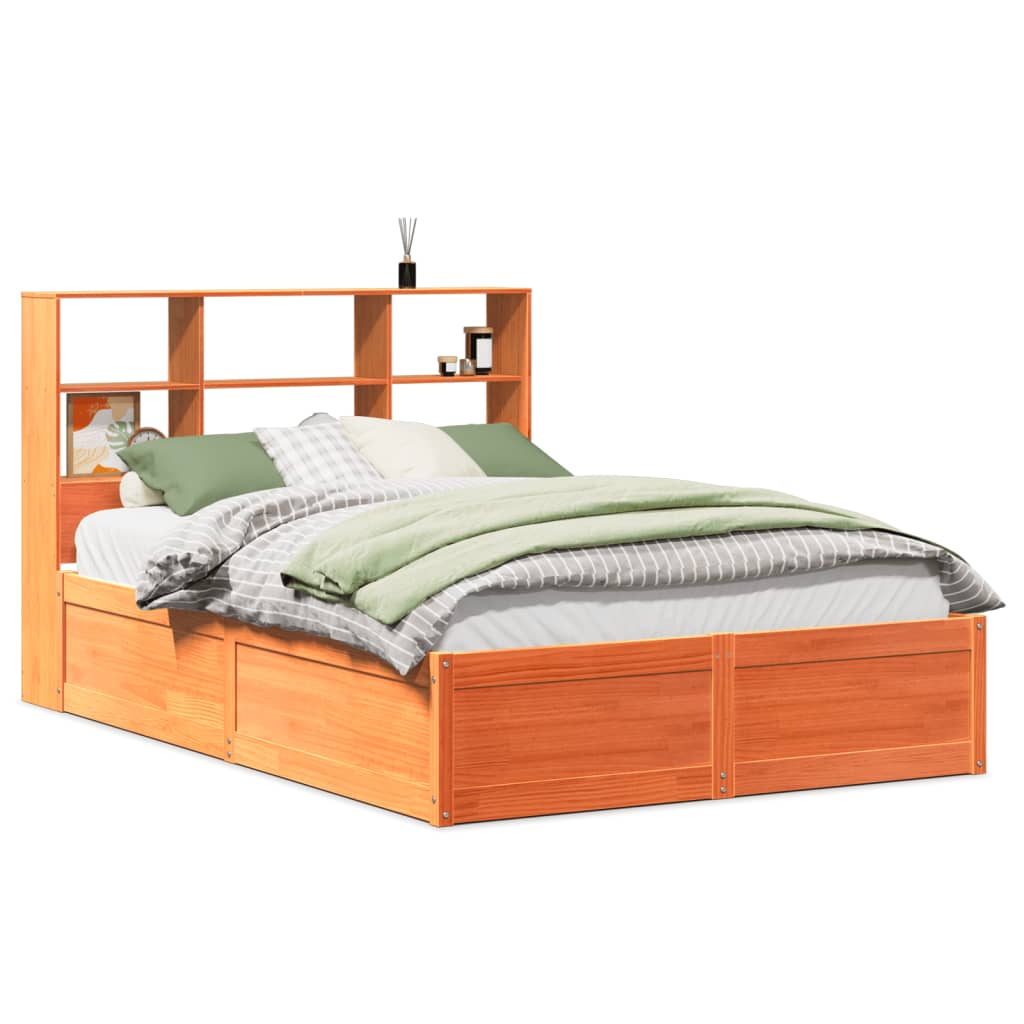 Bed Frame Without Mattress Solid Wood Pine wax brown natural white 75 x 190 cm 2