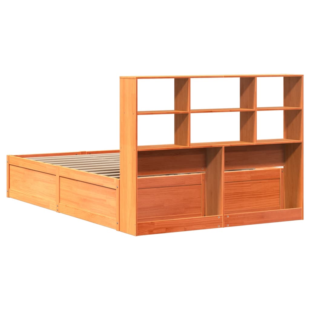 Bed Frame Without Mattress Solid Wood Pine wax brown natural white 75 x 190 cm 2