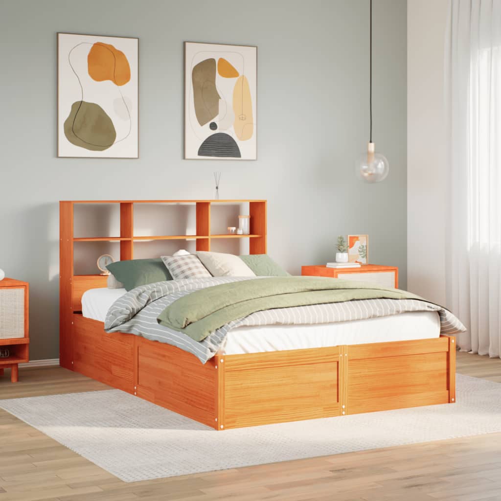 Bed Frame Without Mattress Solid Wood Pine wax brown natural white 75 x 190 cm 2