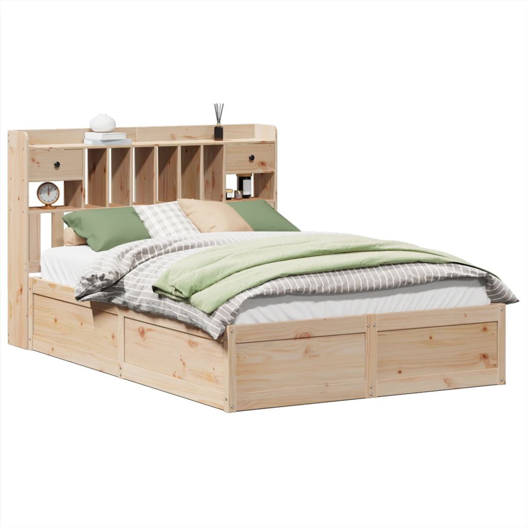 Bed Frame Without Mattress 140X190 Cm Solid Wood Pine