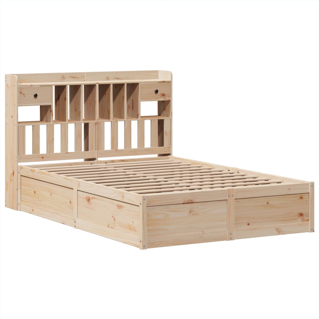 Bed Frame Without Mattress 140X190 Cm Solid Wood Pine