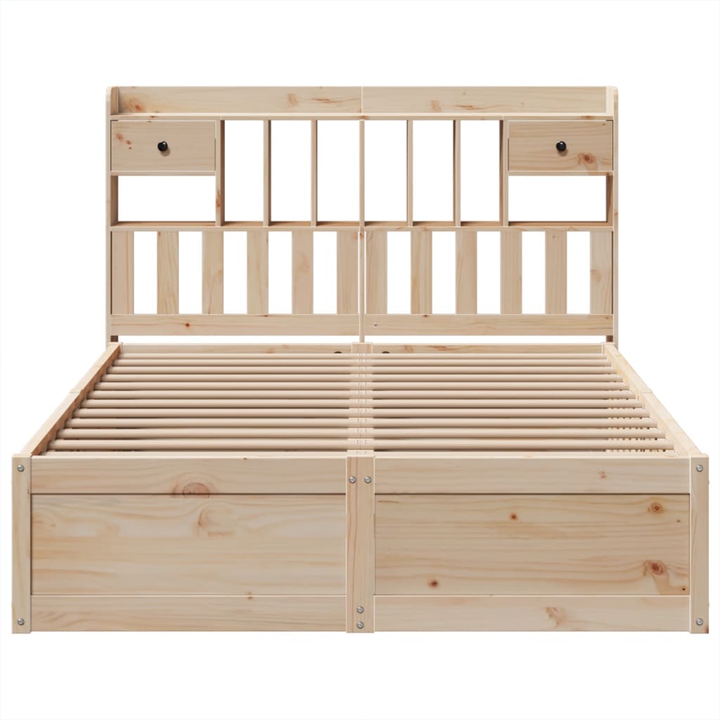 Bed Frame Without Mattress 140X190 Cm Solid Wood Pine