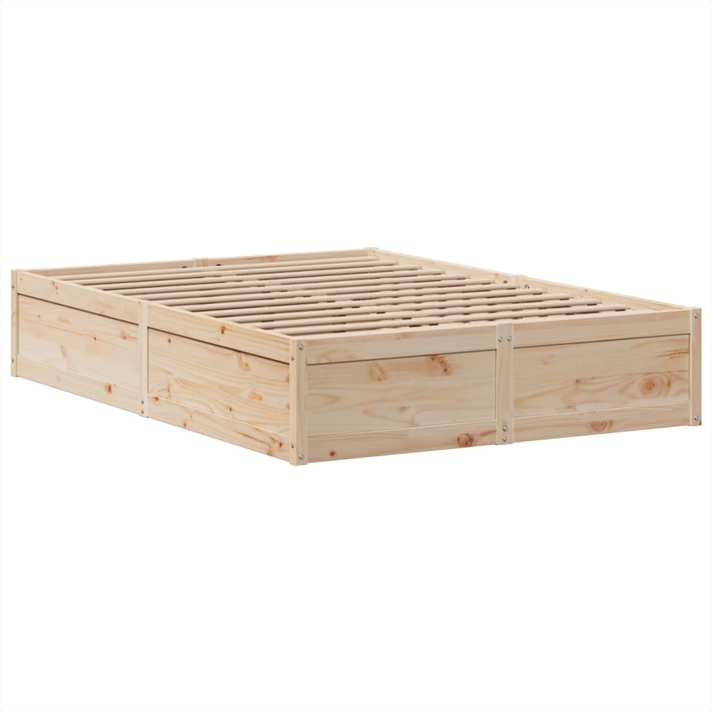 Bed Frame Without Mattress 140X190 Cm Solid Wood Pine