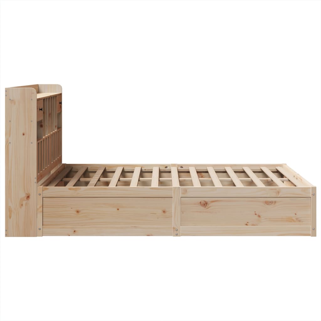 Bed Frame Without Mattress 140X190 Cm Solid Wood Pine