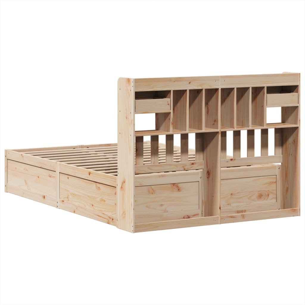 Bed Frame Without Mattress 140X190 Cm Solid Wood Pine