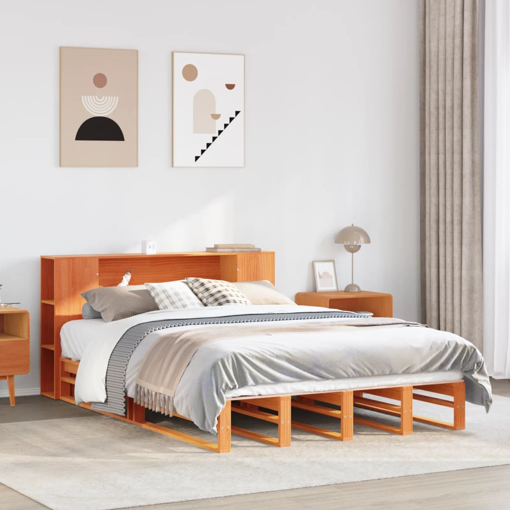 Bookcase Bed Without Mattress Solid Wood