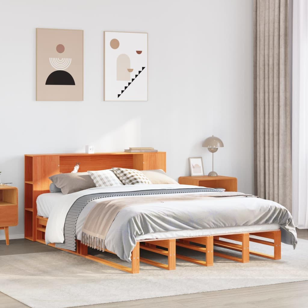Bookcase Bed Without Mattress Solid Wood