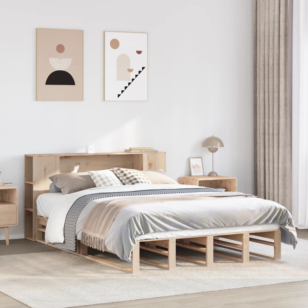 Bookcase Bed Without Mattress Solid Wood