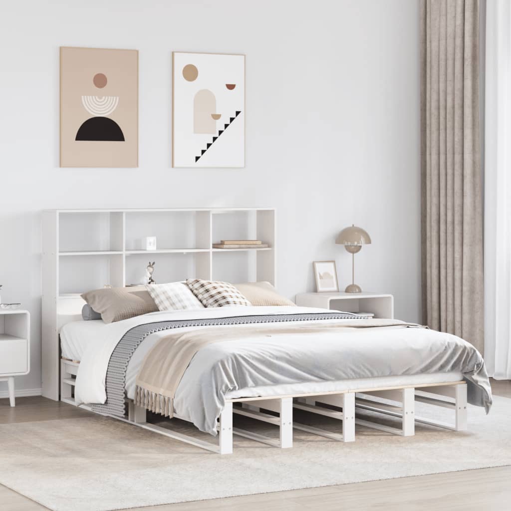 Bookcase Bed Without Mattress King Size Solid Wood