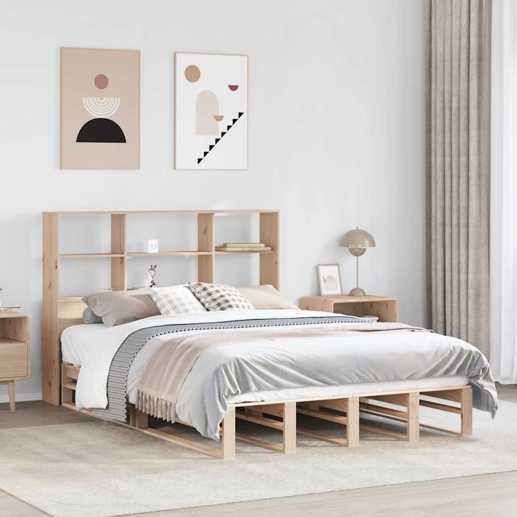 Bookcase Bed Without Mattress King Size Solid Wood