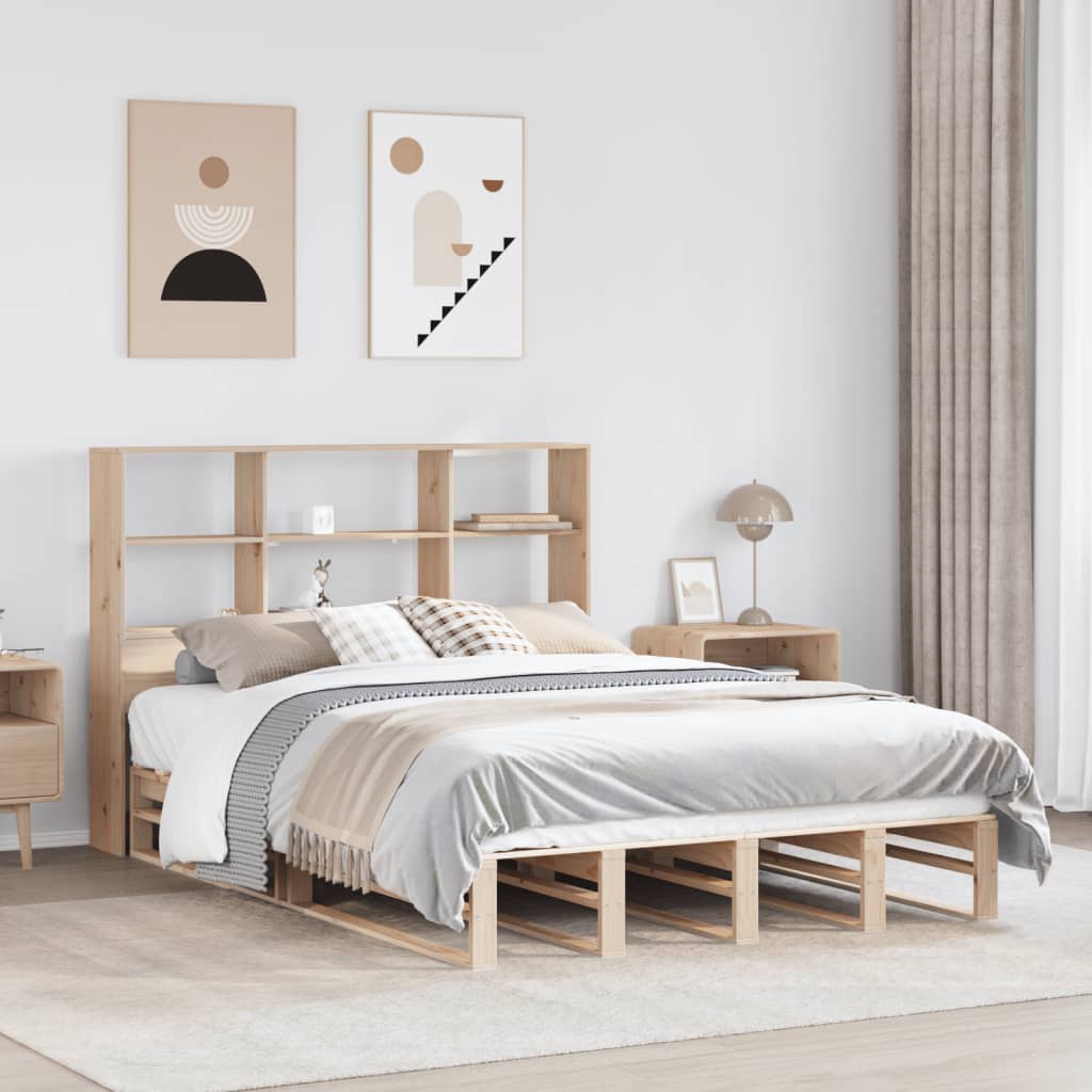 Bookcase Bed Without Mattress King Size Solid Wood