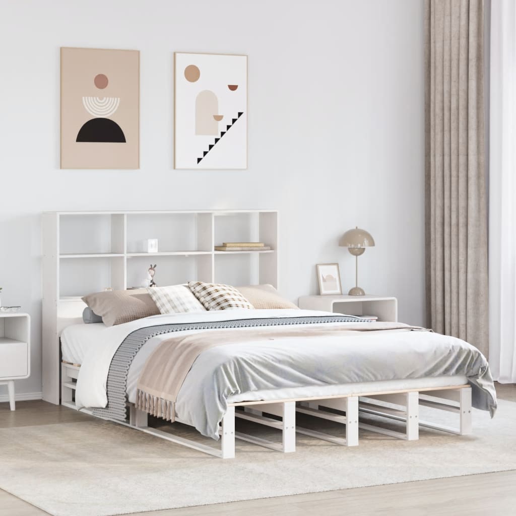 Bookcase Bed Without Mattress King Size Solid Wood
