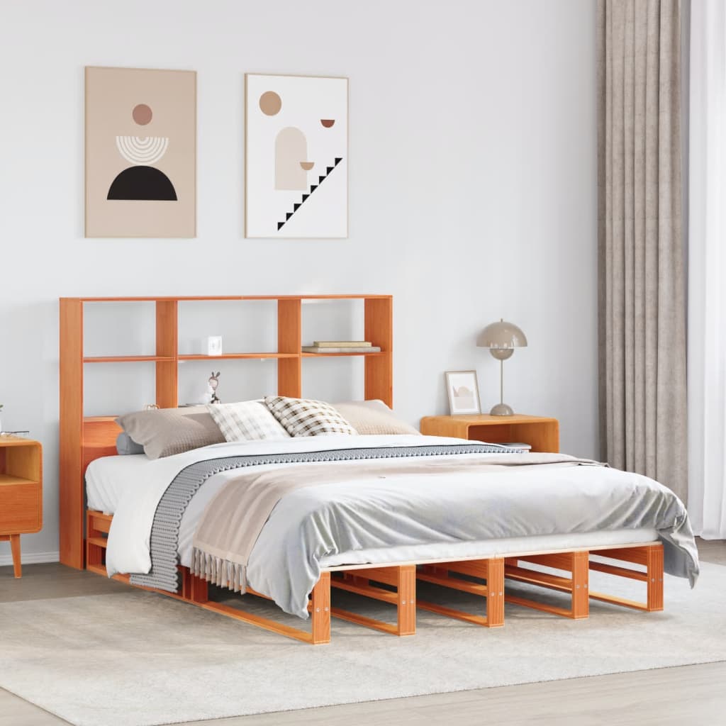 Bookcase Bed Without Mattress King Size Solid Wood