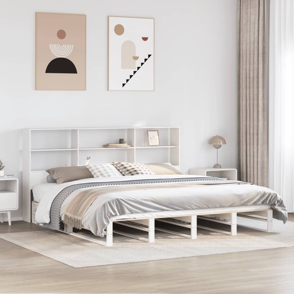 Bookcase Bed Without Mattress King Size Solid Wood
