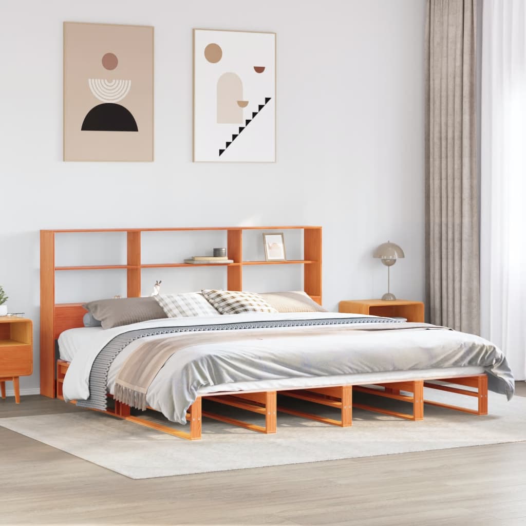 Bookcase Bed Without Mattress King Size Solid Wood