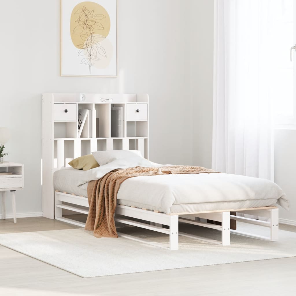 Bookcase Bed Without Mattress Single Solid Wood Pine